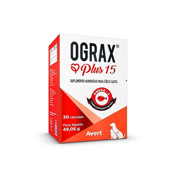 Ograx Plus 15 Avert Ômega 3 30 Cápsulas para Cães