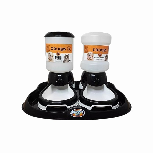 Kit Automático Bandeja com Comedouro e Bebedouro Preto