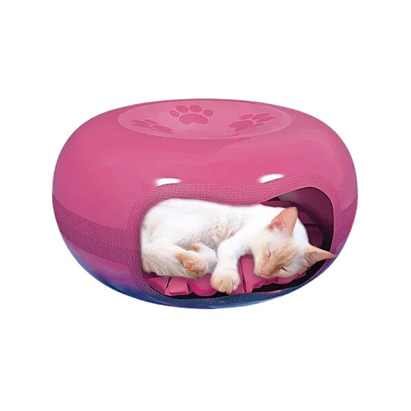 Cama Donut Cat Home Redonda Túnel para Gatos Rosa Interativo