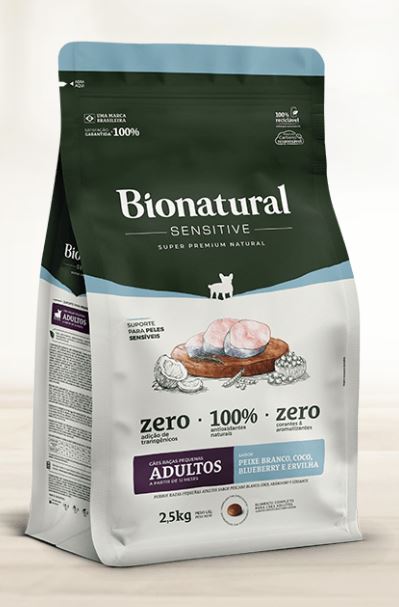 Ração Bionatural Prime sensitive para Cães Raças Pequenas Adultos peixe branco 10.1kg