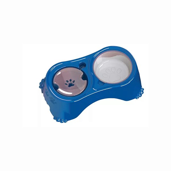 Comedouro Postura Correta Pelo Longo Azul