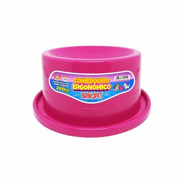 Comedouro Plástico Ergonômico Rosa