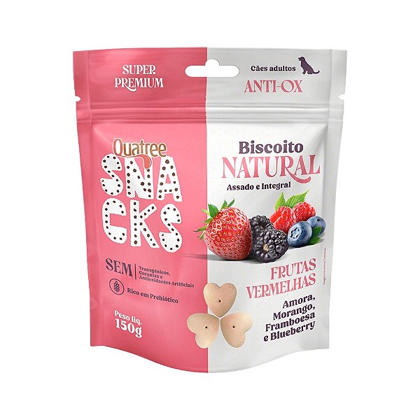 Biscoito Quatree Snacks Cães Adultos Frutas Vermelhas 150g