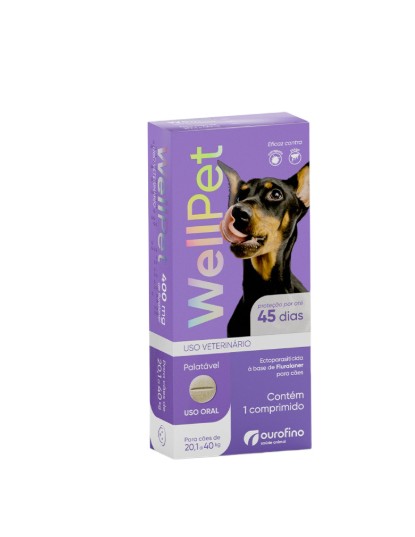 Comprimido Antipulgas Wellpet 200mg para Cães de 20,1 a 40kg
