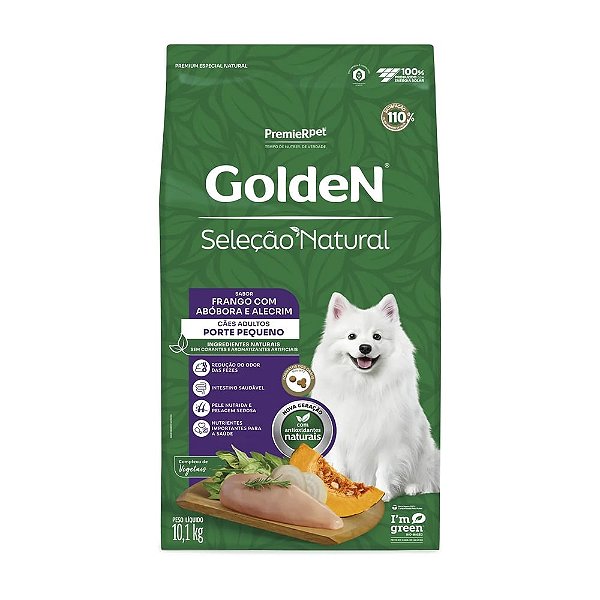 Ração Golden Seleção Natural Cães P. Porte Abóbora 10,1kg