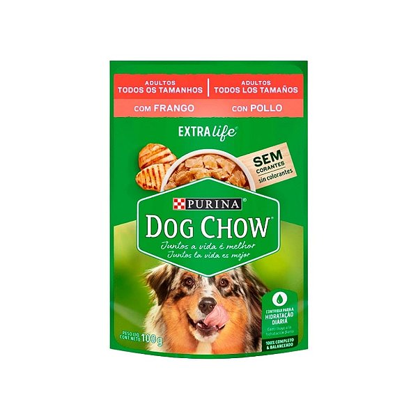 Sachê Ração Úmida Dog Chow para Cão Adulto Sabor Frango 100g