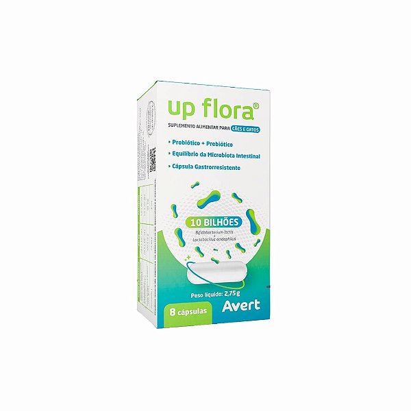Suplemento UP Flora Mini Cápsulas para Cães e Gatos 8 Cápsulas