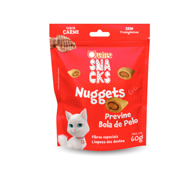 Quatree Snacks Nuggets Gatos Bola de Pelo Carne 60g