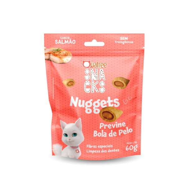 Quatree Snacks Nuggets Gatos Bola de Pelo Salmão 60g