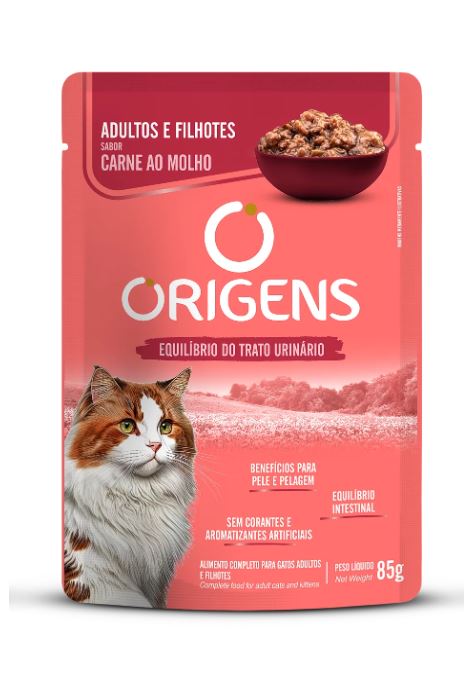 Sachê Origens Gato Adulto e Filhote Carne 85g