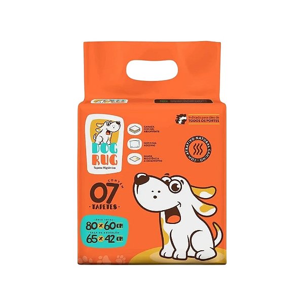 Tapete Higiênico Dog Rug 80x60 com 7 Unidades