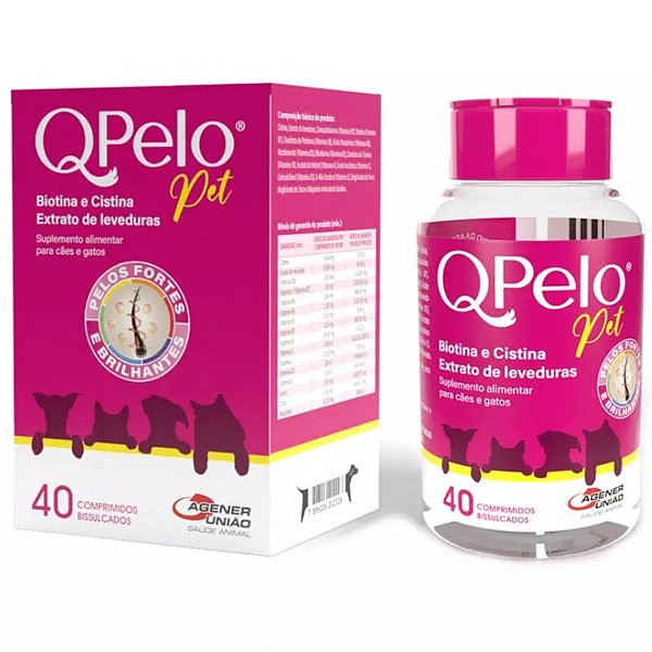 QPelo Pet 40 Comprimidos Suplemento para Saúde dos Pelos