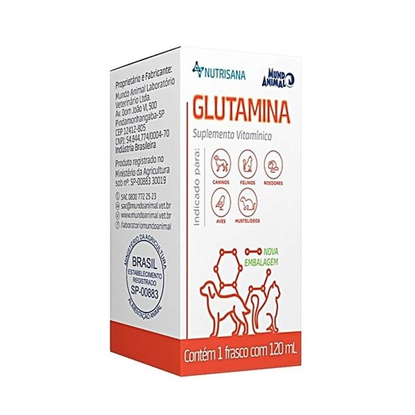 Nutrisana Glutamina 120ml para Cães e Gatos