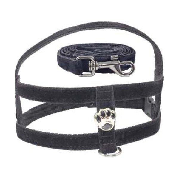 Peitoral Simples com Patinhas de Camurça para Cães Preto N° 4