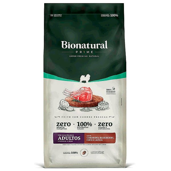 Ração Bionatural Prime Cães Adultos Raças Pequenas Cordeiro 10,1kg