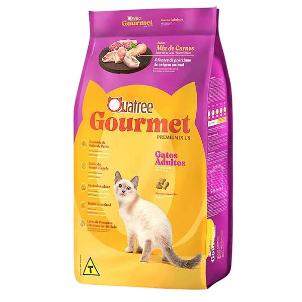 Ração Quatree Gourmet para Gatos Adultos Mix de Carnes 1kg