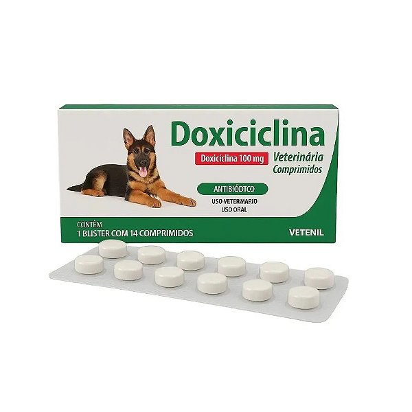 Doxiciclina Vetnil 100mg para Cães e Gatos 14 Comprimidos
