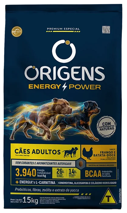 Ração Origens Energy Power Adultos 15kg