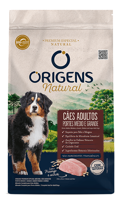 Ração Origens Natural Cão Adulto Médio e Grande Porte Frango 12kg