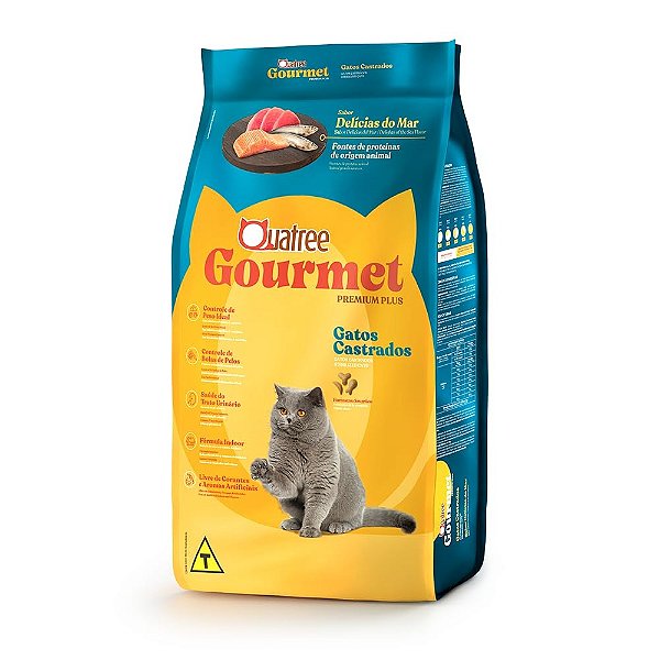 Ração Quatree Gourmet para Gatos Castrados Delícias do Mar 1kg