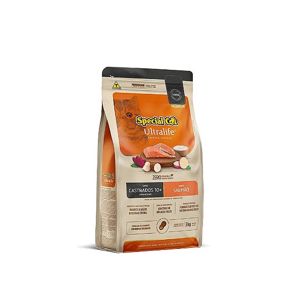 Ração Special Cat Ultralife Castrados 10+ Salmão 3kg
