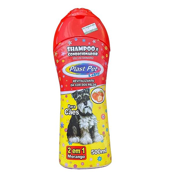 Shampoo e Condicionador Plast Pet 2 em 1 Morango 500ml