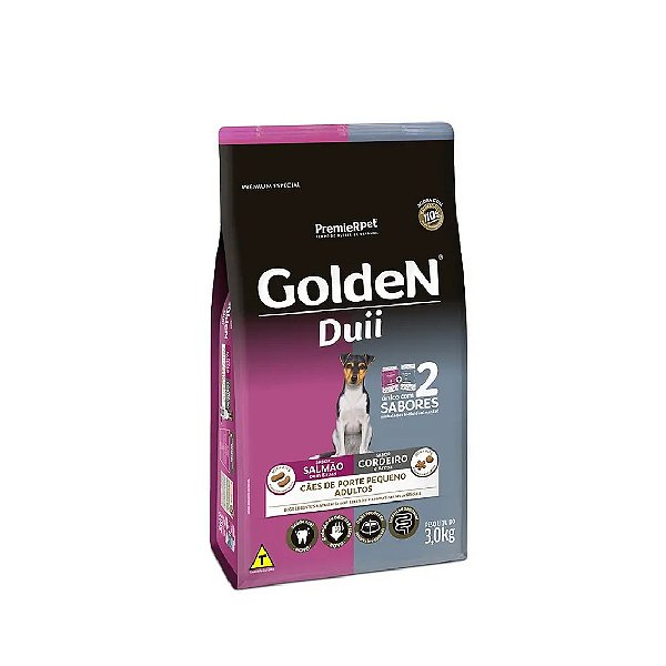 Ração Golden Duii Mini Bits Cão Adulto Porte Pequeno Salmão e Cordeiro 3kg