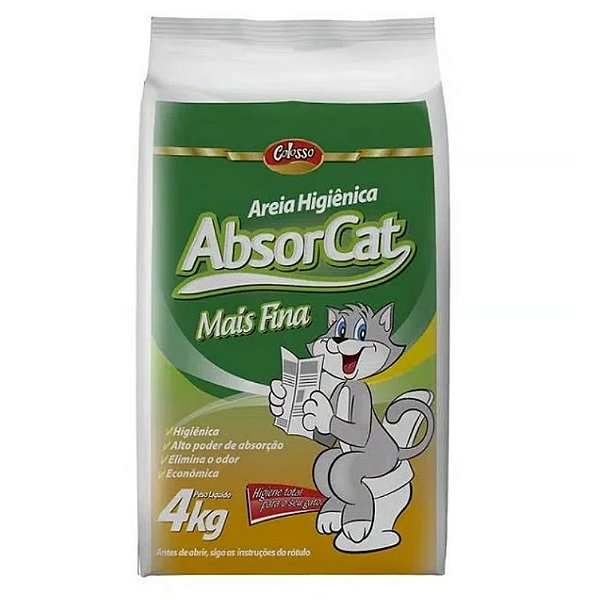 Areia Higiência para Gatos Absorcat Ultra Fina Colosso 4kg