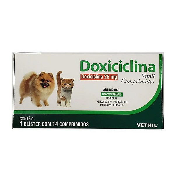 Doxiciclina Vetnil 25mg para Cães e Gatos 14 Comprimidos