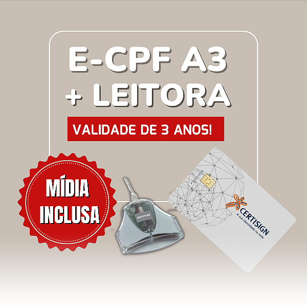e-CPF A3 SMARTCARD + Leitora