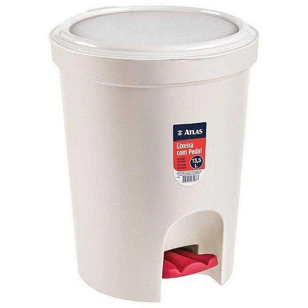 LIXEIRA REDONDA C/PEDAL PLAST 13,5L ATLAS