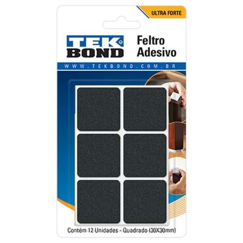 FELTRO QUADRADO 30MM PRETO CART C/12 UN TEKBOND