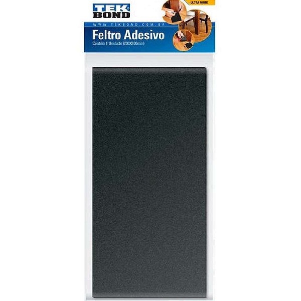 FELTRO RETANG 200X100 PRETO CART C/1 UN TEKBOND