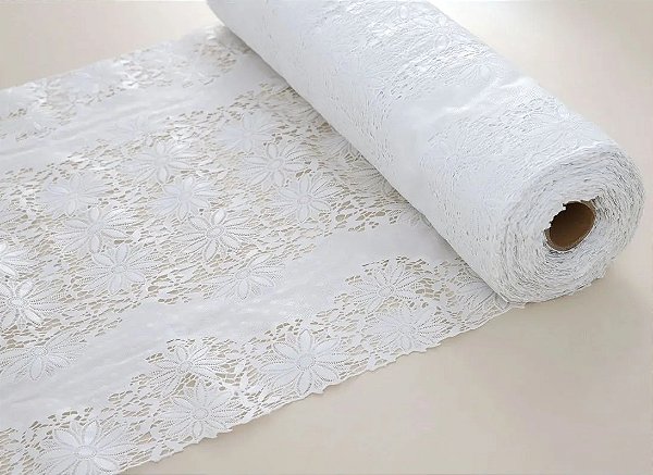 TOALHA MESA RENDADA BEGE LINHAS 1,37M X METRO KAPAZI