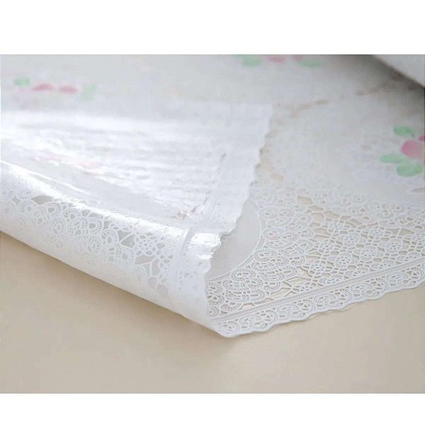 TOALHA MESA RENDADA COLORIDA FLORES REDONDA 1,37M X METRO KAPAZI