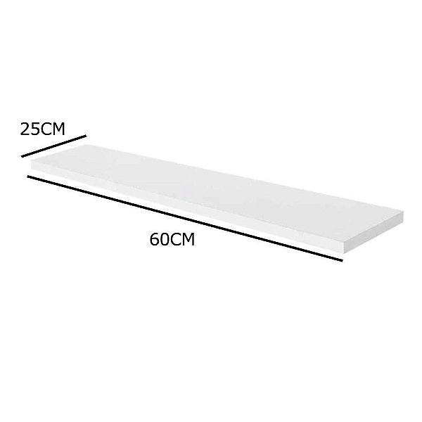 PRATELEIRA MDP RETO 25 X 60CM BRANCA MULTIVISAO