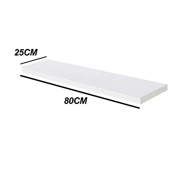 PRATELEIRA MDP RETO 25 X 80CM BRANCA MULTIVISAO