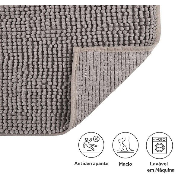 TAPETE BANHEIRO JOY CINZA 50CM X 80CM KAPAZI