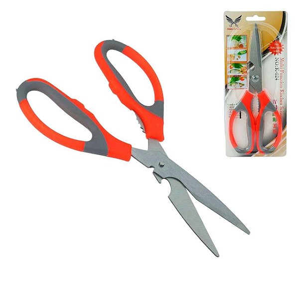 TESOURA DE COZINHA  9" MULTIUSO LARANJA