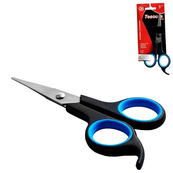 TESOURA DE METAL 5" CABO PLASTICO COLOR