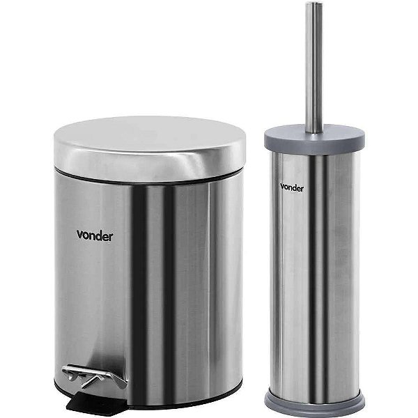 LIXEIRA REDONDA 5L INOX COM ESCOVA VONDER