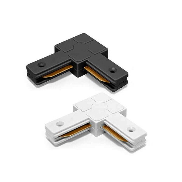 CONECTOR TIPO L TRILHO ELETRIFICADO PRETO LUMANTI