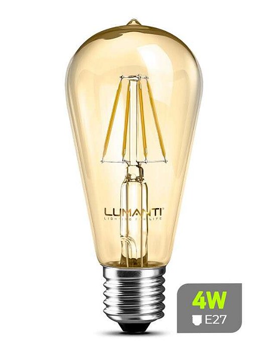 LAMPADA LED VINTAGE PERA ST64 FILAMENTO 4W 2400K E-27 BIV LUMANTI 440 LUMENS