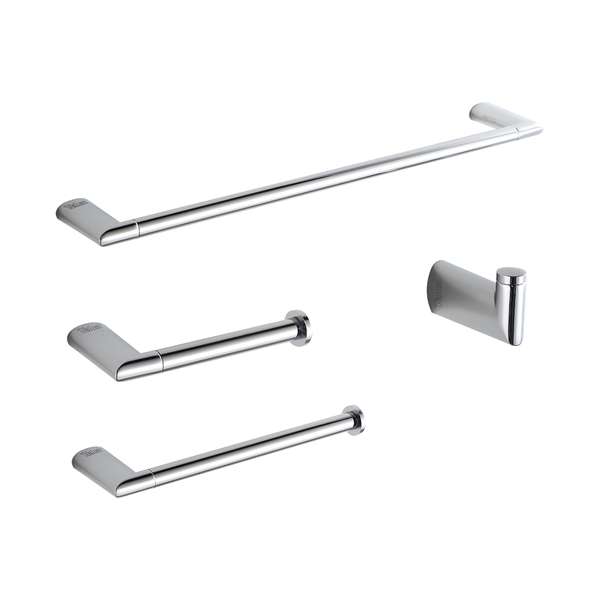 KIT ACESSORIOS BANHEIRO METAL CROMADO REDONDO CHATO 4PCS TELCA 93600