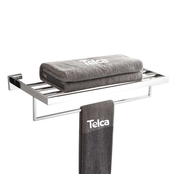 PORTA TOALHA METAL C/RACK PRATELEIRA POLIDO TELCA 743015