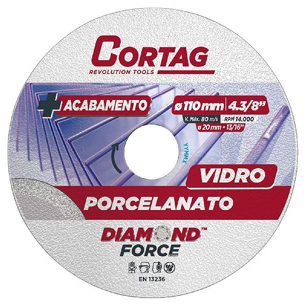 DISCO DIAMANTADO 110MM PORCELANATO/VIDRO CORTAG