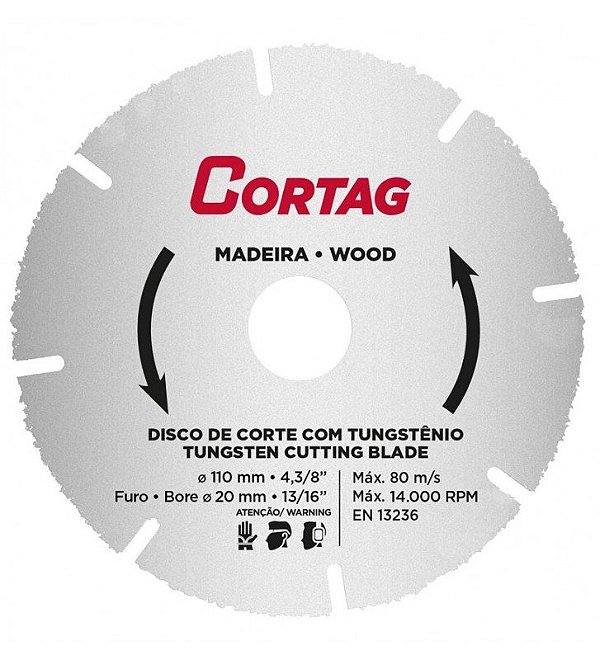 DISCO MADEIRA TUNGSTENIO O110MM CORTAG