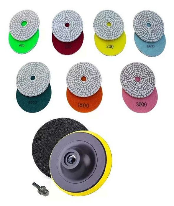 JOGO DE 7 PECAS DISCO DIAMANTADO DE POLIMENTO CORTAG