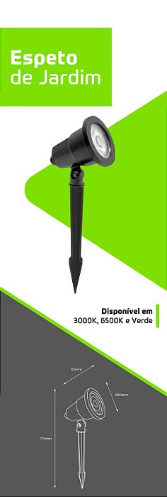 ESPETO LED 06W JARDIM 3000K PRETO BIV EG36