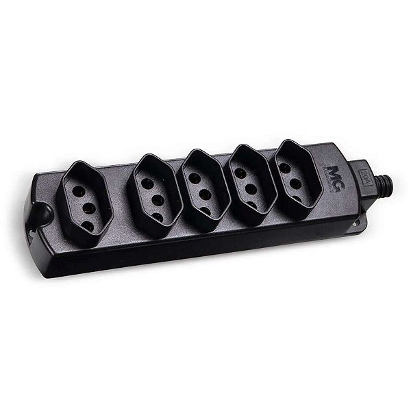 BARRA TOMADA MULTIPLA 2P+T 20A PRETO MARGIRIUS TMU5-320